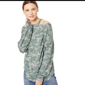 Skinnygirl sea spray camo Frida long sleeve top NWT